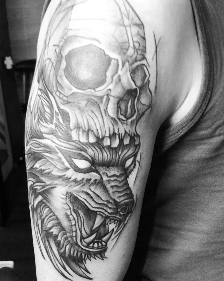 Lobo y calavera