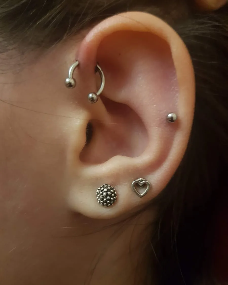 Helix, tragus y lóbulo
